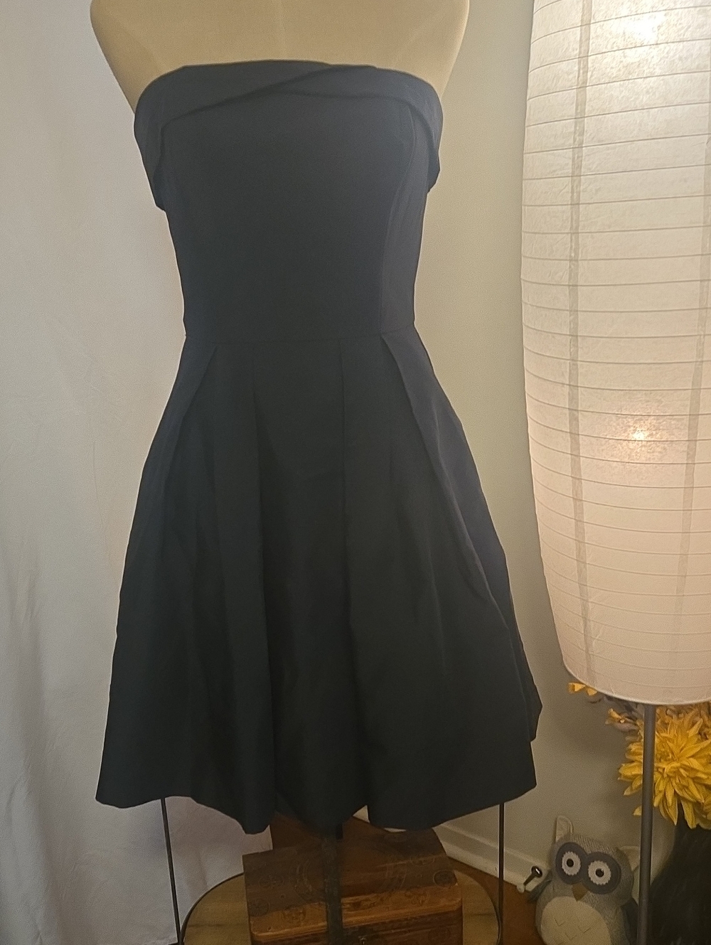 White House Black Market Strapless Black Fit & Flare Dress Size 2